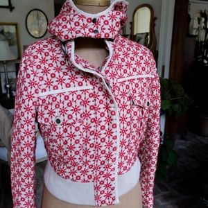Free people wool embroidered crop jacket with removable hoodie holiday spirit